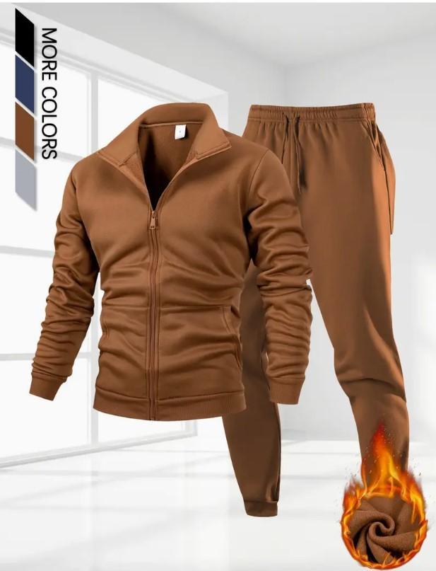 Men's Winter Zip Tracksuit Set – Jacket & Trousers