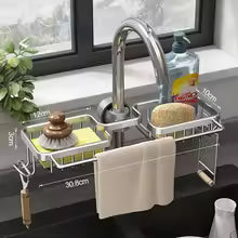 Kitchen Space Aluminum Sink Drain Rack Organizer
