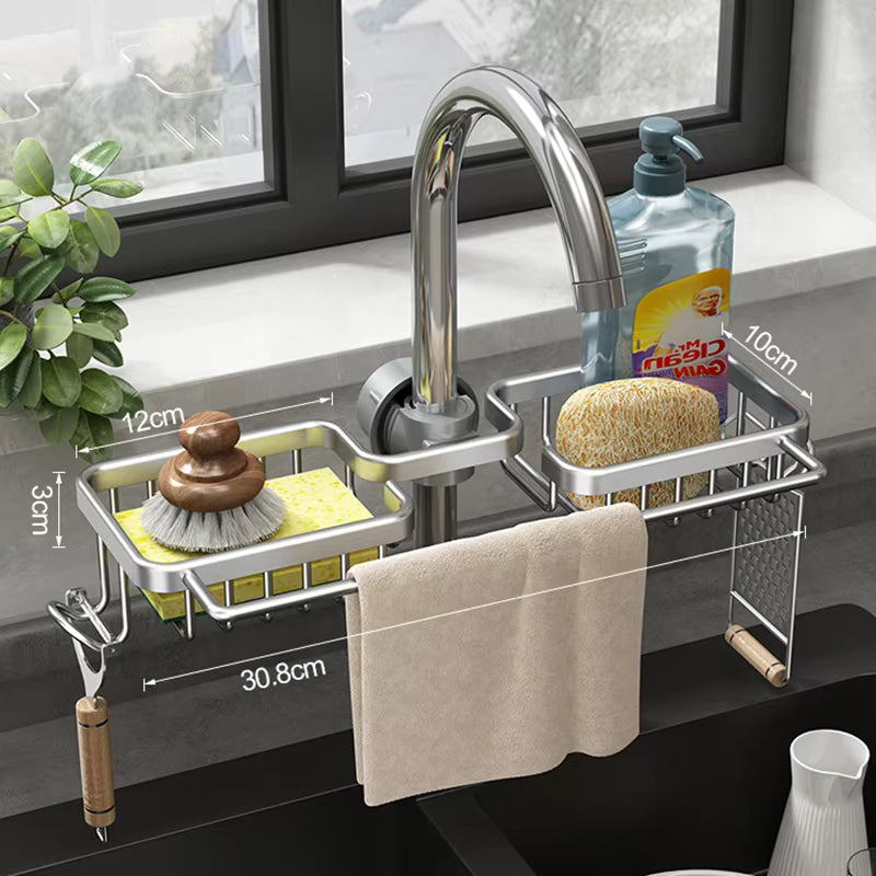 Kitchen Space Aluminum Sink Drain Rack Organizer
