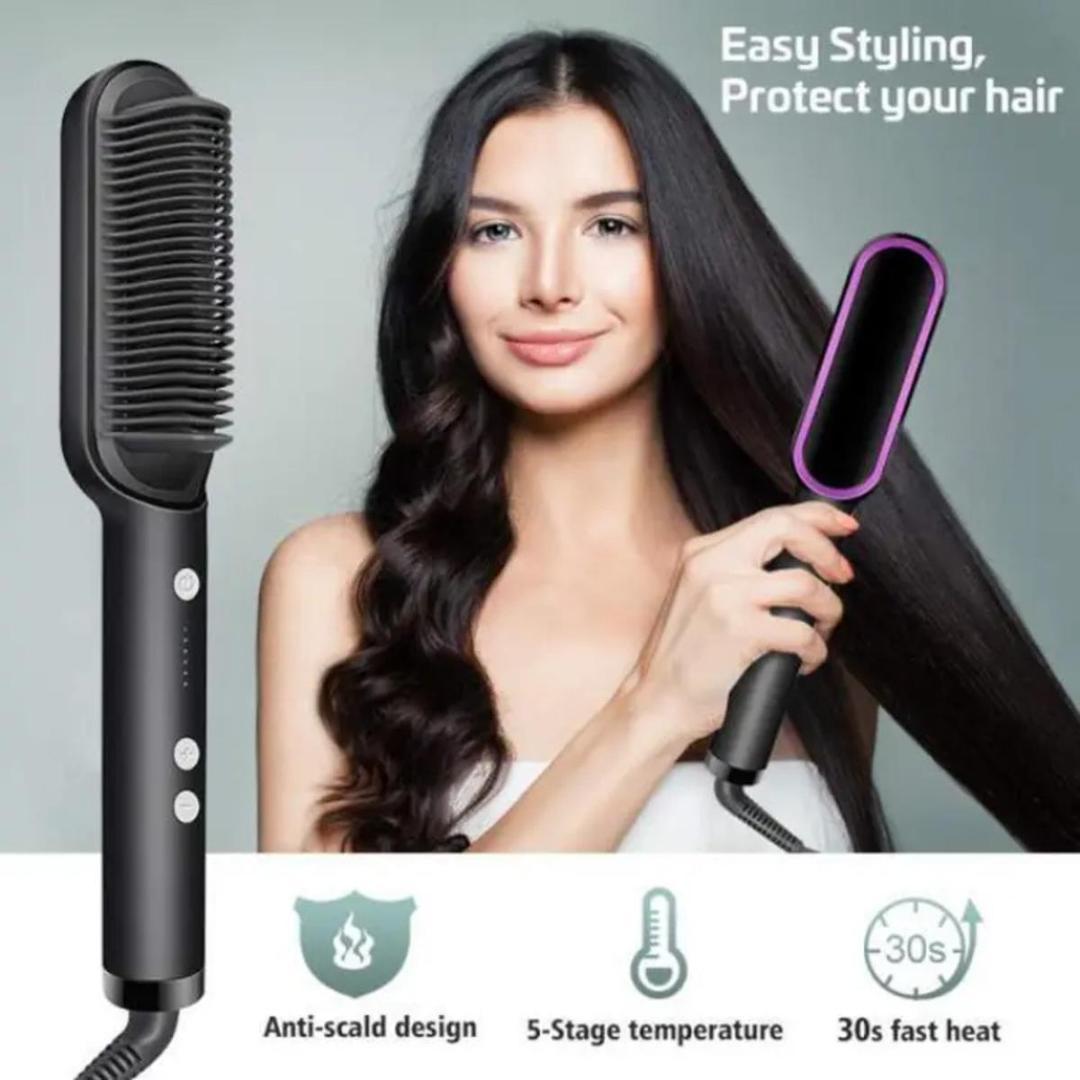 Electric Hair Straightening Brush – Quick Heat Styling Comb for Women
