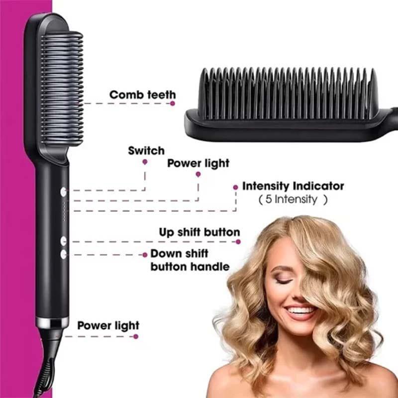 Electric Hair Straightening Brush – Quick Heat Styling Comb for Women